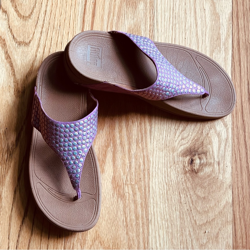 FitFlop Strobe Luxe Thong Pink Flip Flop Sandals, Size 9